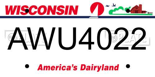 AWU4022 Wisconsin License Plate