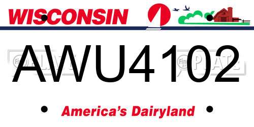 AWU4102 Wisconsin License Plate