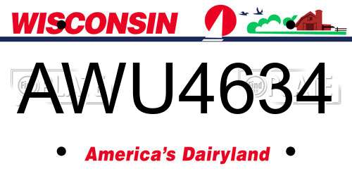 AWU4634 Wisconsin License Plate