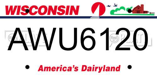 AWU6120 Wisconsin License Plate