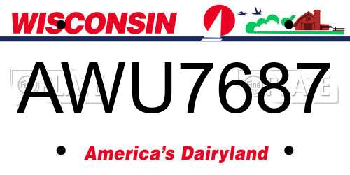 AWU7687 Wisconsin License Plate