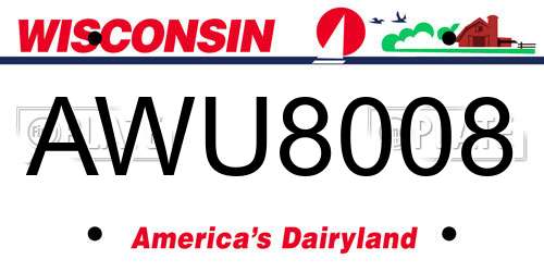 AWU8008 Wisconsin License Plate