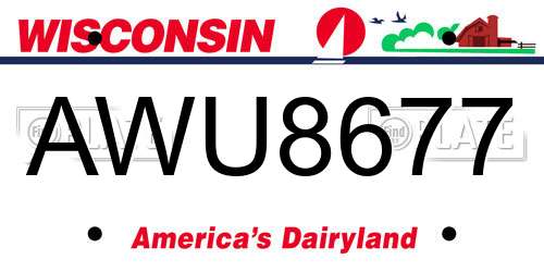 AWU8677 Wisconsin License Plate