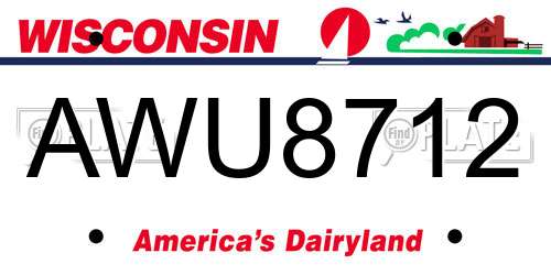 AWU8712 Wisconsin License Plate