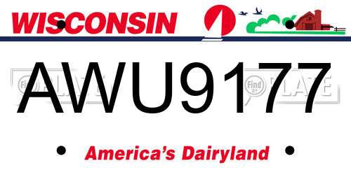 AWU9177 Wisconsin License Plate