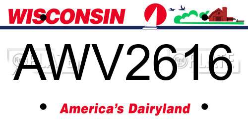 AWV2616 Wisconsin License Plate