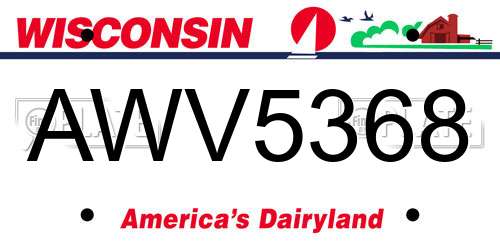 AWV5368 Wisconsin License Plate