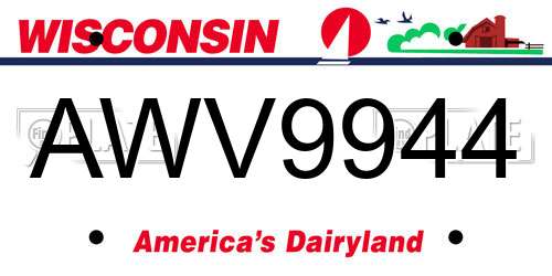 AWV9944 Wisconsin License Plate