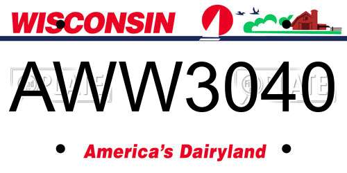 AWW3040 Wisconsin License Plate