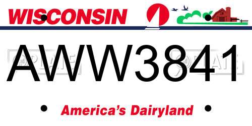 AWW3841 Wisconsin License Plate