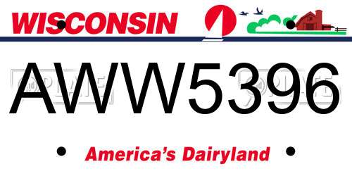 AWW5396 Wisconsin License Plate