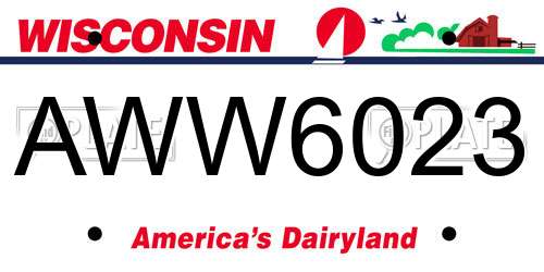 AWW6023 Wisconsin License Plate