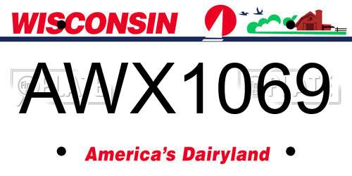 AWX1069 Wisconsin License Plate