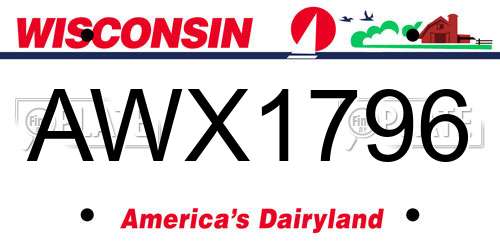 AWX1796 Wisconsin License Plate