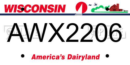 AWX2206 Wisconsin License Plate