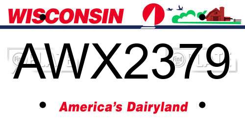 AWX2379 Wisconsin License Plate