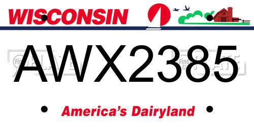 AWX2385 Wisconsin License Plate