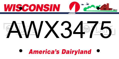 AWX3475 Wisconsin License Plate