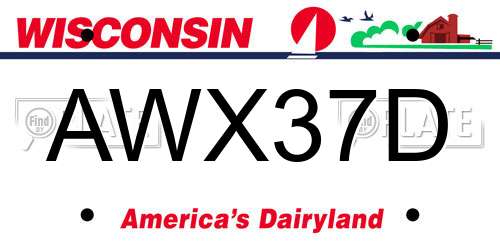 AWX37D Wisconsin License Plate