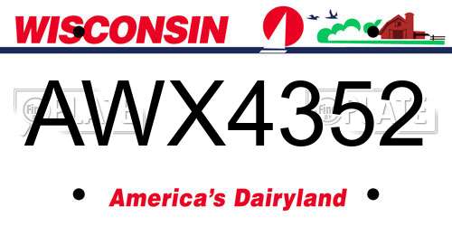 AWX4352 Wisconsin License Plate