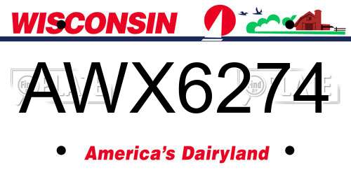 AWX6274 Wisconsin License Plate