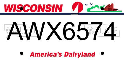 AWX6574 Wisconsin License Plate