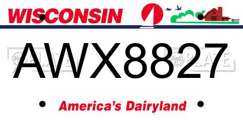 AWX8827 Wisconsin License Plate