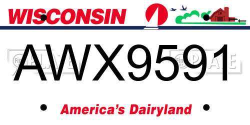 AWX9591 Wisconsin License Plate