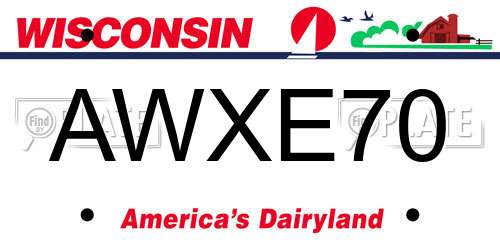 AWXE70 Wisconsin License Plate