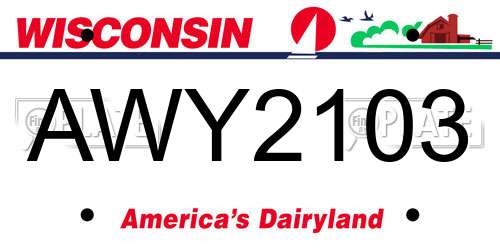 AWY2103 Wisconsin License Plate