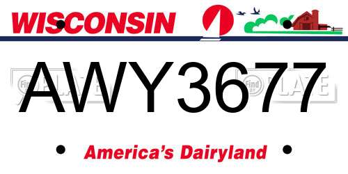 AWY3677 Wisconsin License Plate