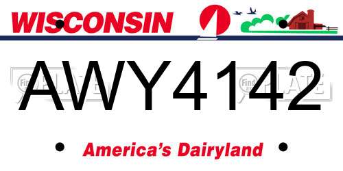 AWY4142 Wisconsin License Plate