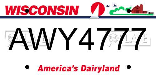 AWY4777 Wisconsin License Plate