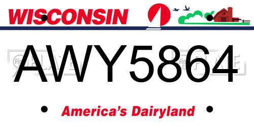 AWY5864 Wisconsin License Plate