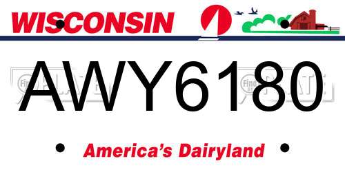 AWY6180 Wisconsin License Plate