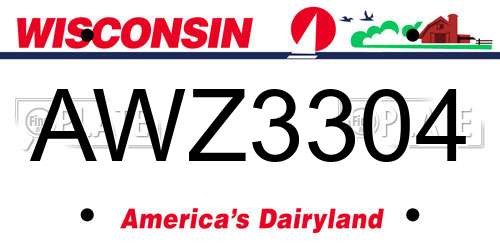 AWZ3304 Wisconsin License Plate