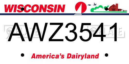 AWZ3541 Wisconsin License Plate