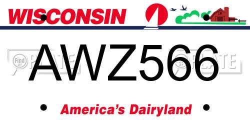 AWZ566 Wisconsin License Plate