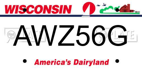 AWZ56G Wisconsin License Plate