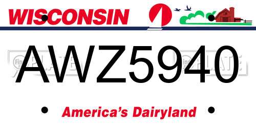 AWZ5940 Wisconsin License Plate