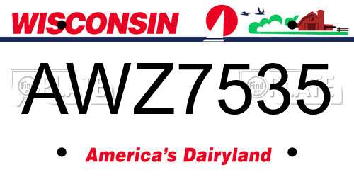AWZ7535 Wisconsin License Plate