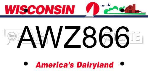 AWZ866 Wisconsin License Plate