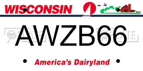 AWZB66 Wisconsin License Plate