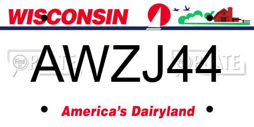AWZJ44 Wisconsin License Plate