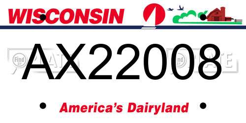 AX22008 Wisconsin License Plate