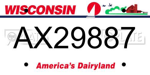AX29887 Wisconsin License Plate