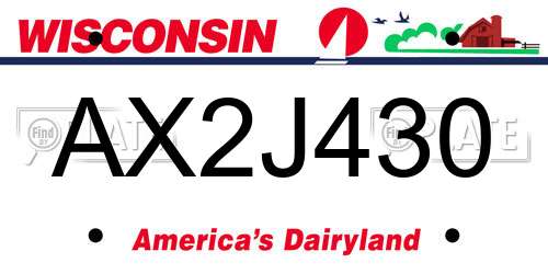 AX2J430 Wisconsin License Plate