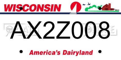 AX2Z008 Wisconsin License Plate