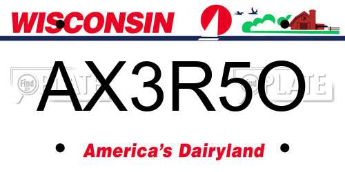 AX3R5O Wisconsin License Plate