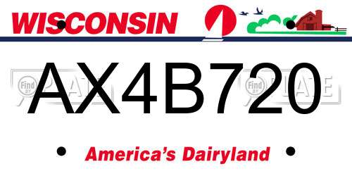AX4B720 Wisconsin License Plate